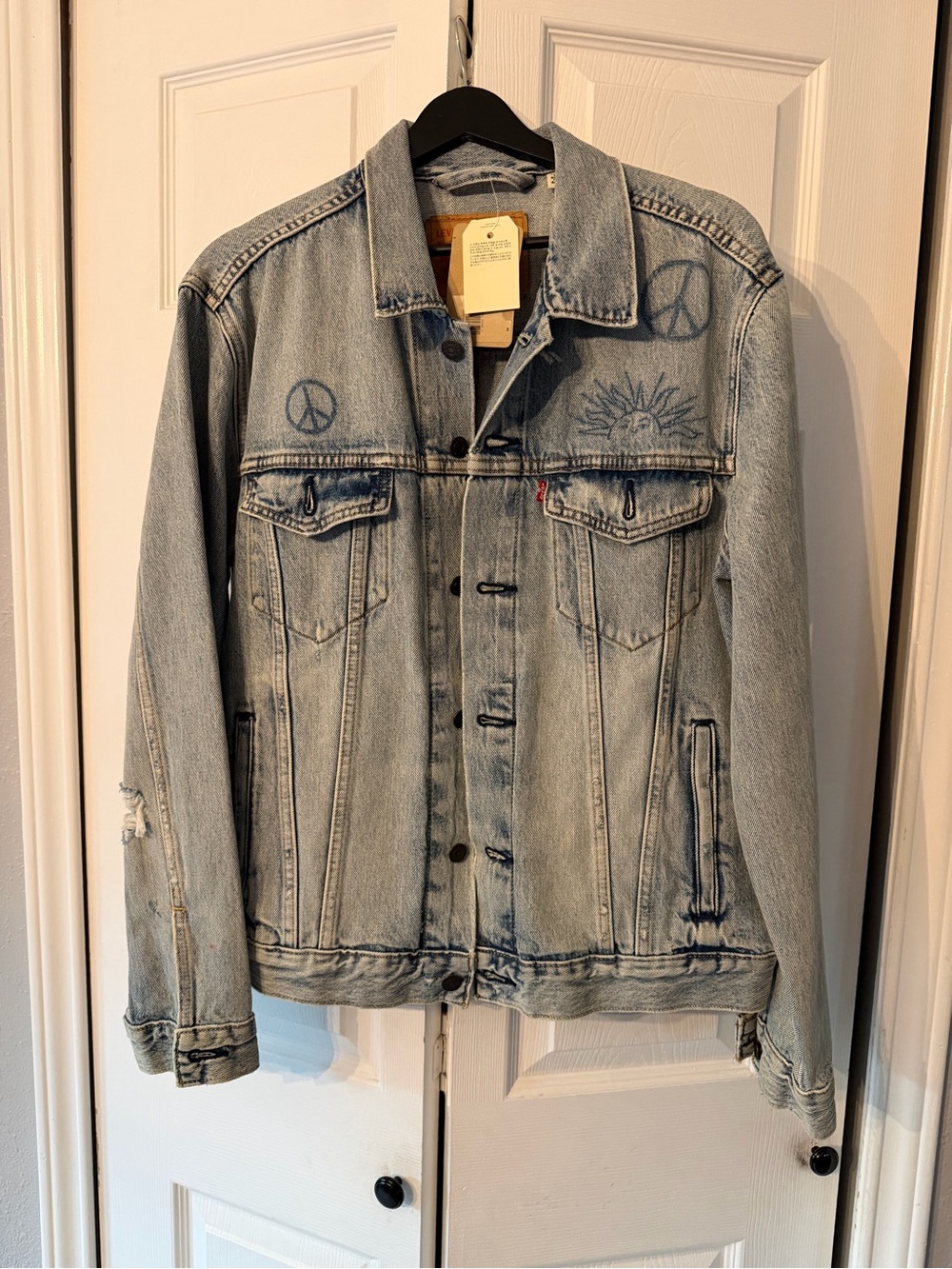 Levi's Light Blue Denim Jacket with Peace Motif